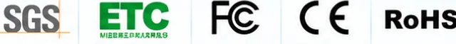 SGS、ETC、FCC、CE、RoHS 認證標誌